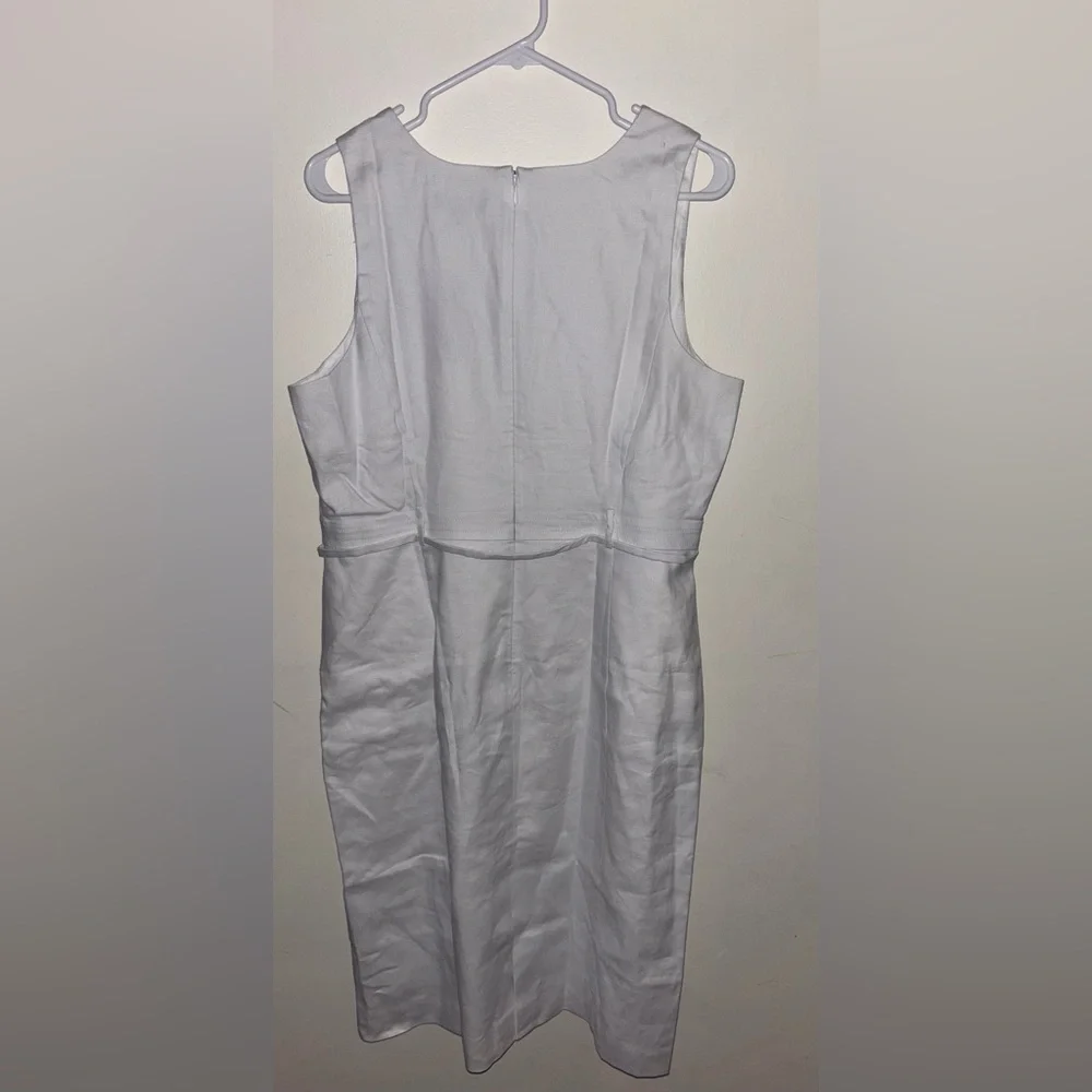 NWT J.Crew Executive dress in stretch linen blend Size 16 White Resort Preppy